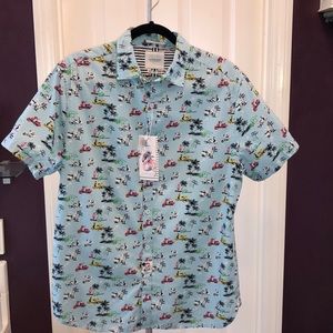 💥👕💥 🌵Cactus Man🌵 Short Sleeve Button Up Holiday Tropical Vespa Design 🛵🛵